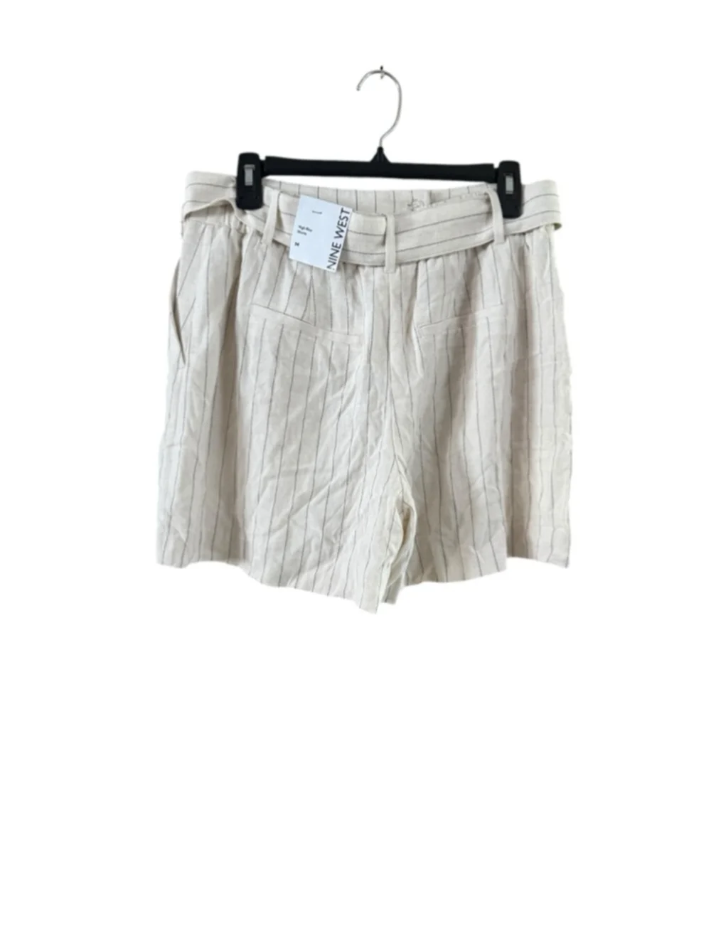 Women's Nine West High Waist Pinstripe Shorts M Beige Black